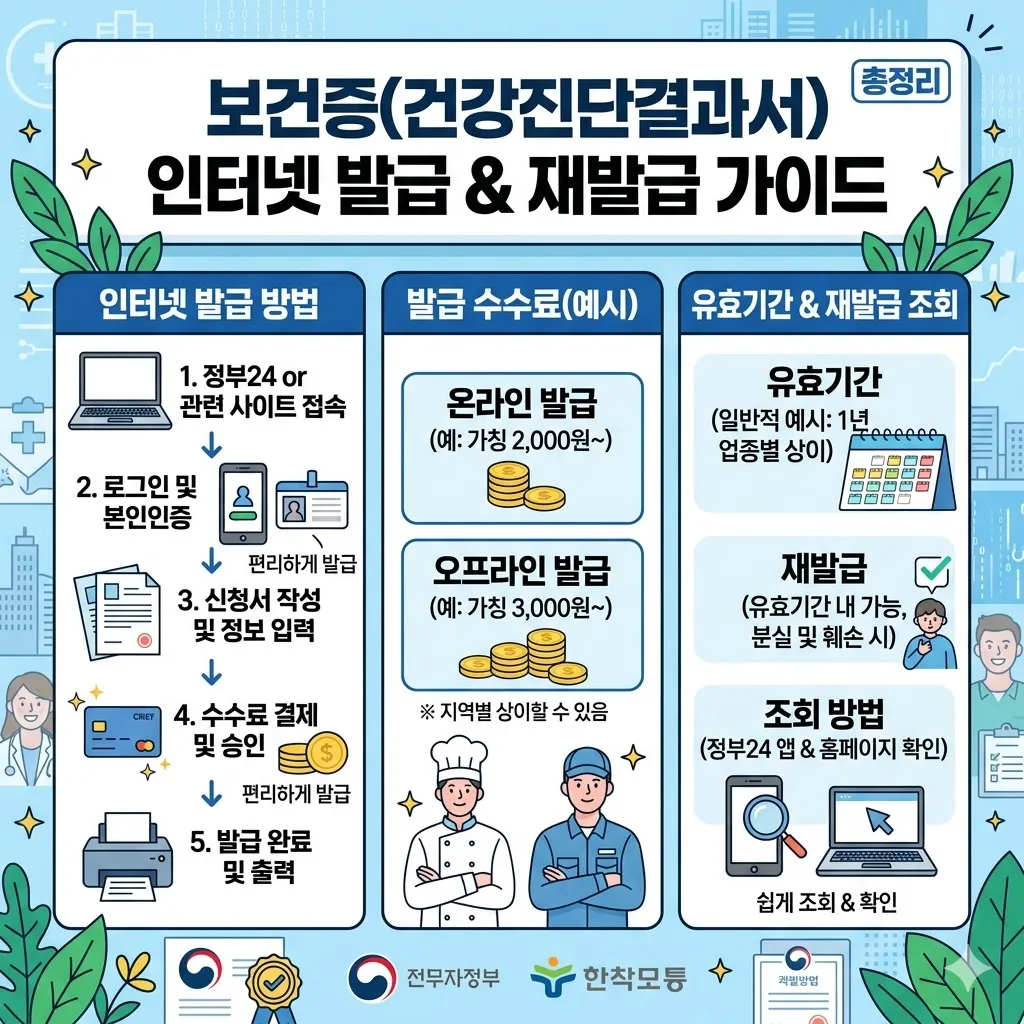 보건증 인터넷발급 수수료 및 재발급 유효기간 조회 총정리