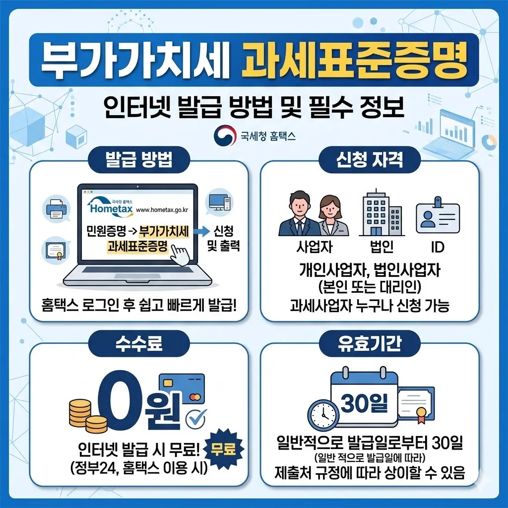 부가가치세 과세표준증명 인터넷발급방법 및 신청 자격 수수료 유효기간 정리
