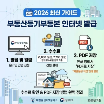 부동산등기부등본 인터넷발급 방법 수수료 및 PDF 저장 2026 가이드
