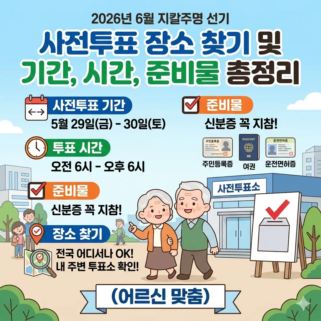 사전투표 장소 찾기 및 기간, 시간, 준비물 총정리 (어르신 맞춤)