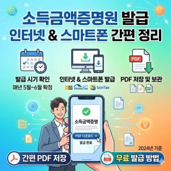 소득금액증명원 인터넷발급 시기 확인 및 PDF 저장 스마트폰 발급법 정리