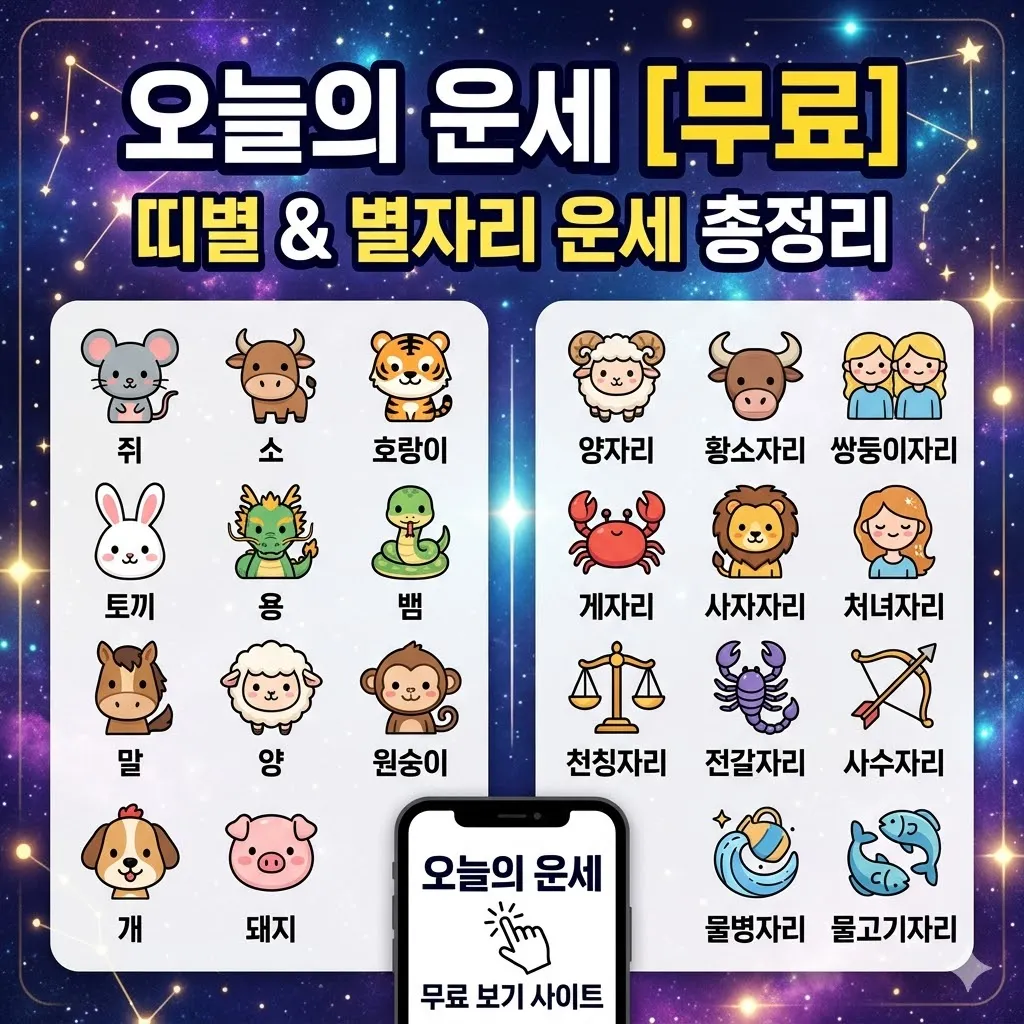 오늘의 운세 무료 보기 사이트 및 띠별 별자리 운세 총정리
