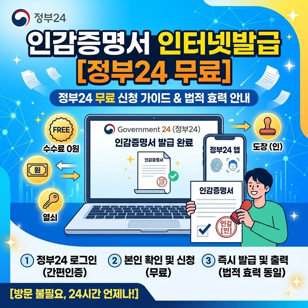 인감증명서 인터넷발급 정부24 무료 신청 및 법적 효력 안내