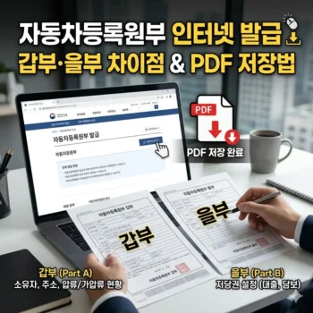 자동차등록원부 인터넷발급 갑부 을부 차이점 및 PDF 저장법