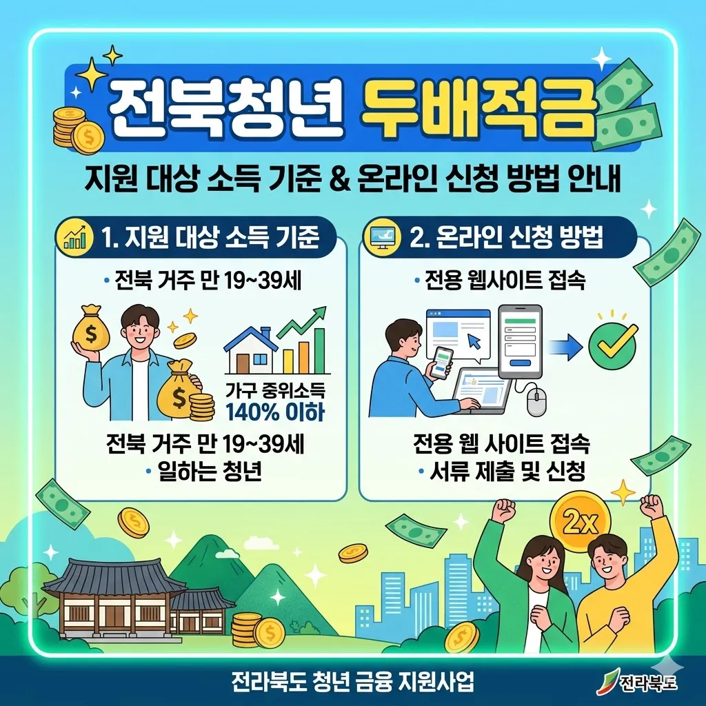 전북청년 두배적금 지원 대상 소득 기준과 온라인 신청 방법 안내