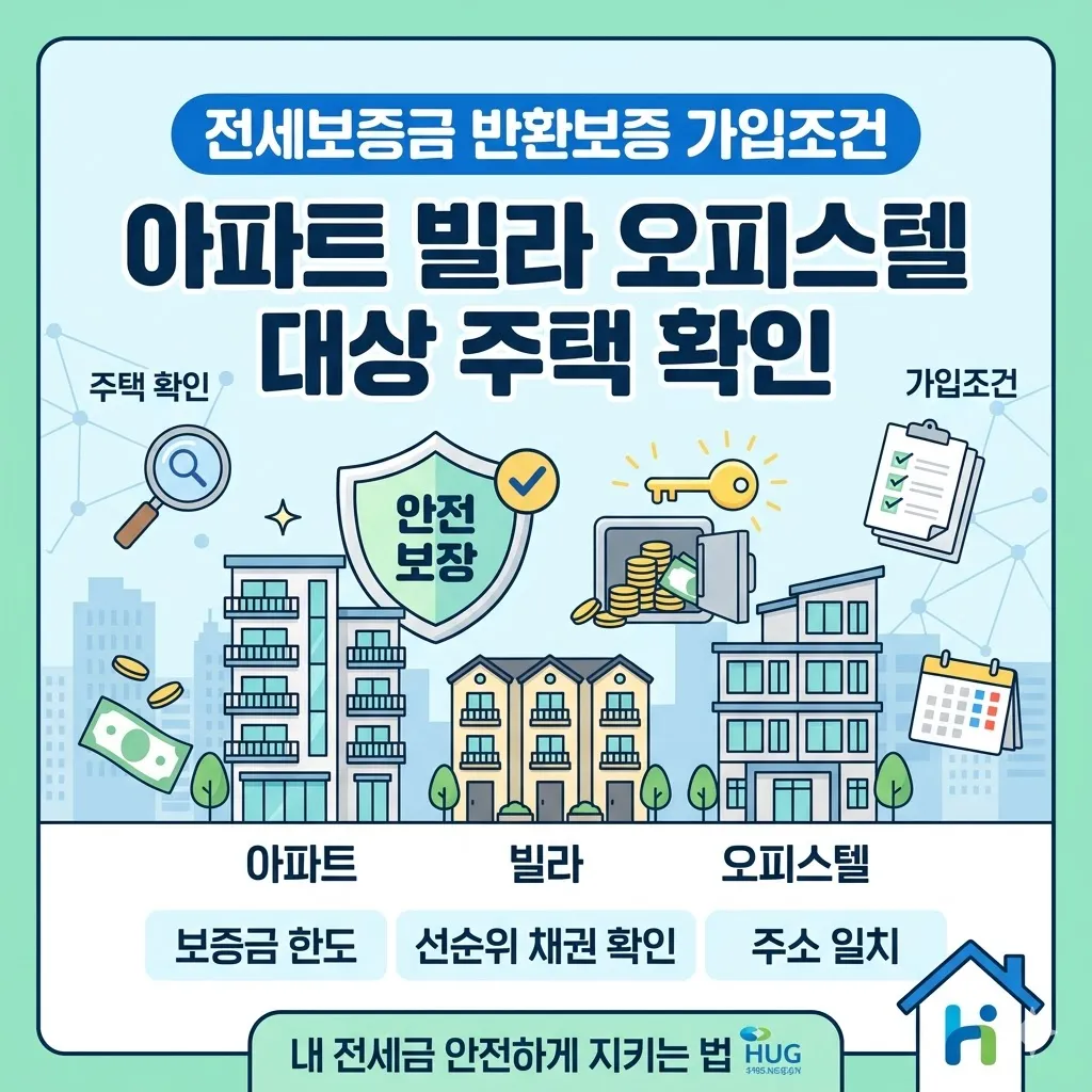 전세보증금 반환보증 가입조건 아파트 빌라 오피스텔 대상 주택 확인