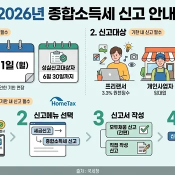 종합소득세 신고대상 기간 및 홈택스 신고방법 안내(2026년 기준)
