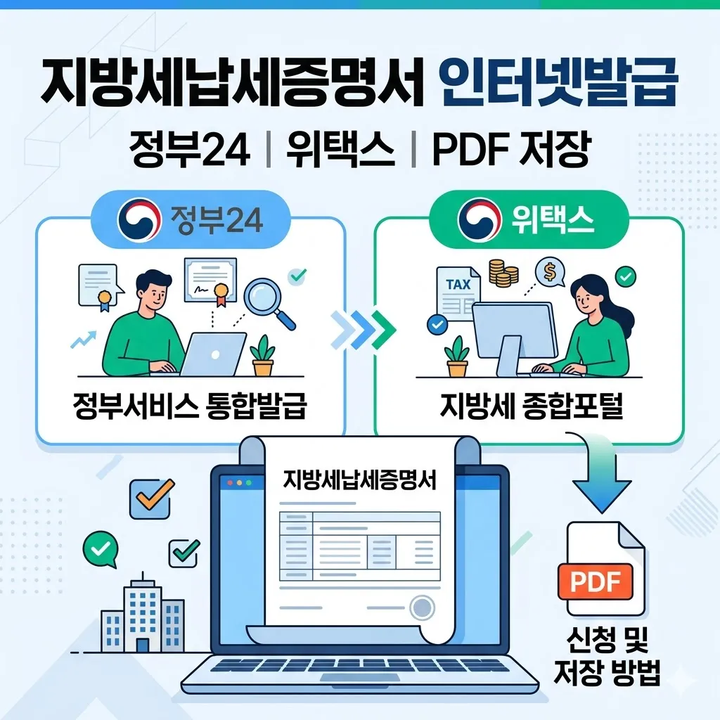 지방세납세증명서 인터넷발급 정부24 위택스 신청 방법 및 PDF 저장
