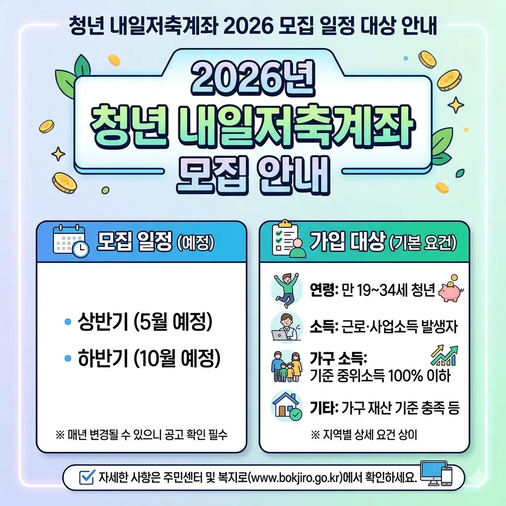 청년 내일저축계좌 2026 모집 일정 대상 안내