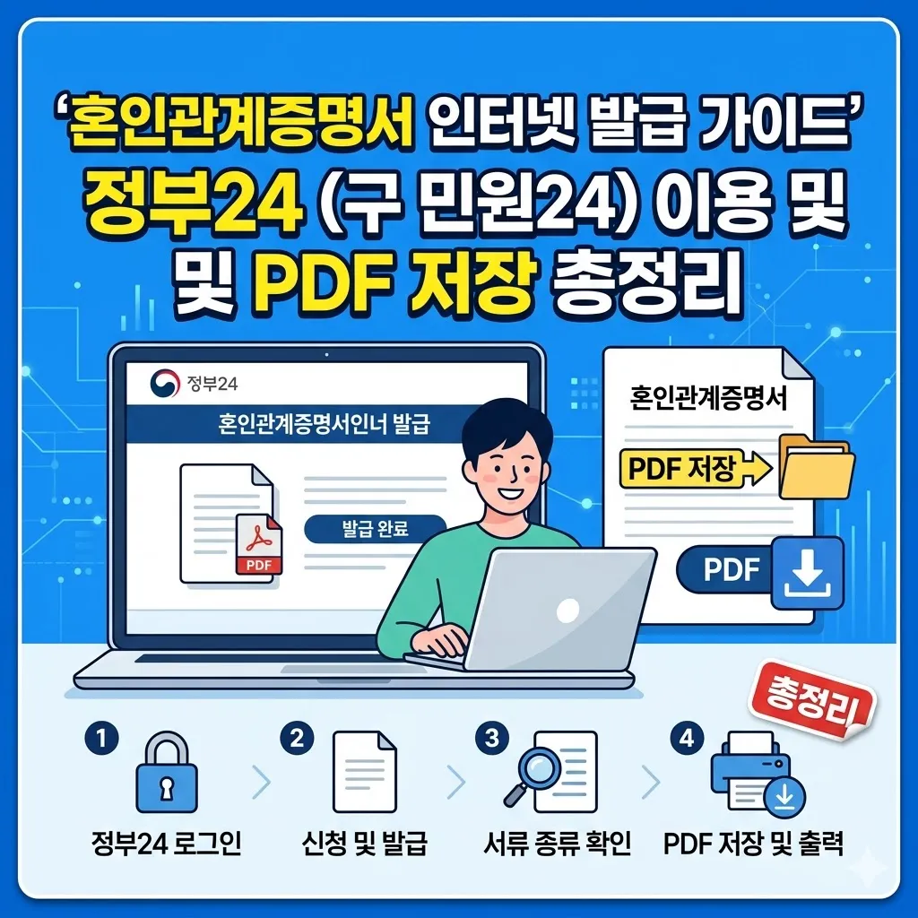 혼인관계증명서 인터넷발급 서류 종류 PDF 저장 및 민원24 이용 가이드 총정리