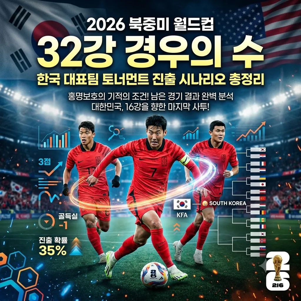 32강 경우의 수 | 한국 대표팀 토너먼트 진출 시나리오 32강 경우의 수 총정리
