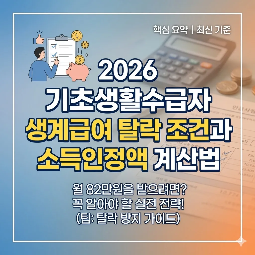 기초생활수급자 생계급여 탈락 조건과 2026년 소득인정액 계산법