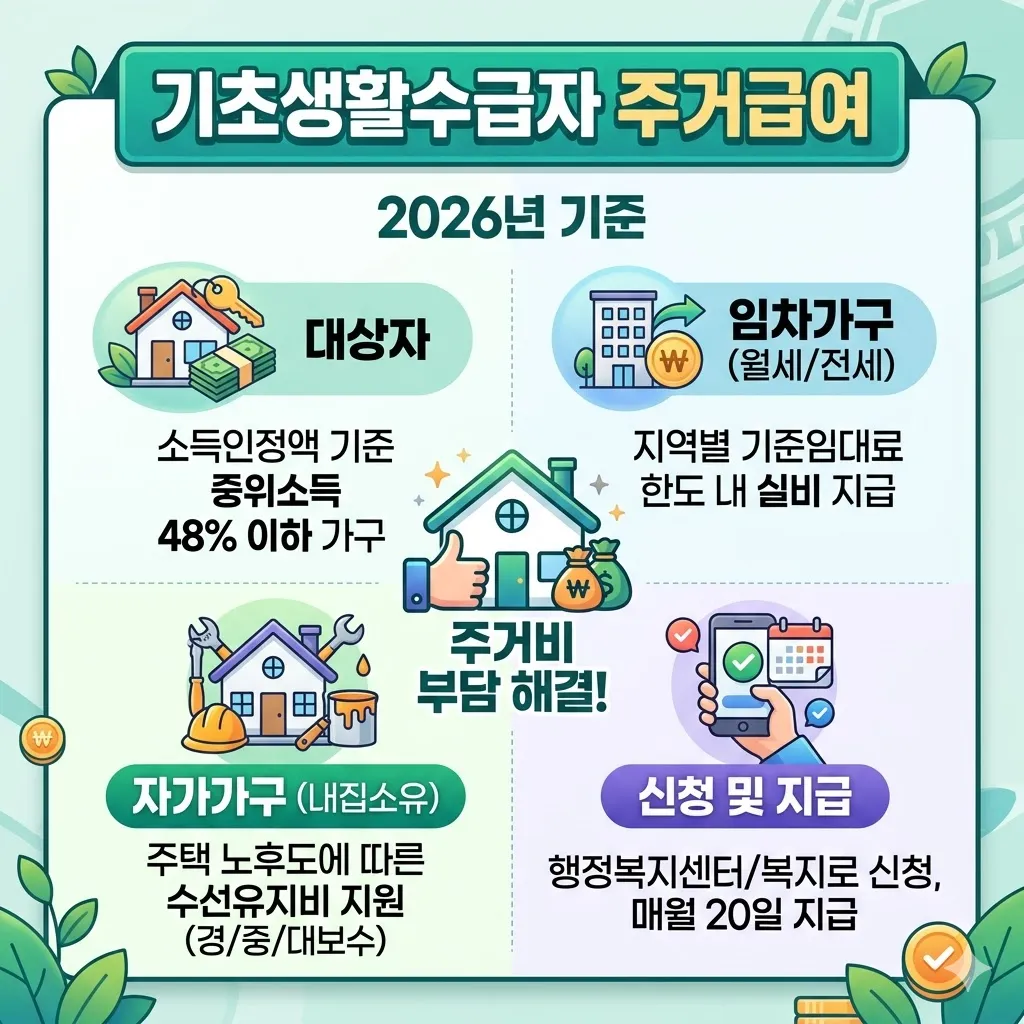 기초생활수급자 주거급여 소득인정액 기준 및 문턱 낮은 복지 신청 가이드