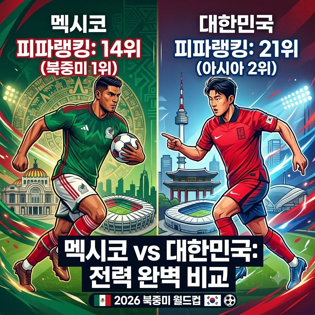 멕시코 피파랭킹 순위로 보는 대한민국 축구 국가대표팀과의 멕시코 피파랭킹 전력 비교
