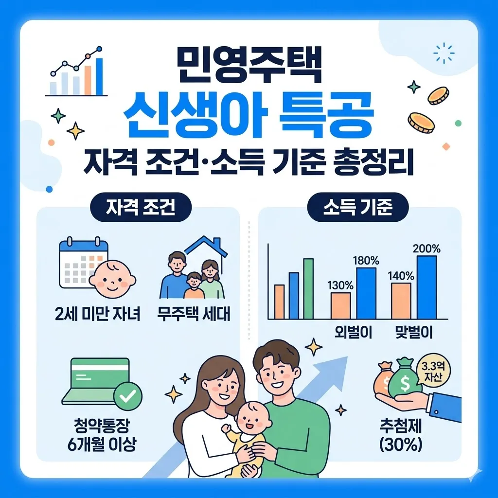 민영주택 신생아 특공 자격 조건과 당첨 확률 높이는 민영주택 신생아 특공 소득 기준 총정리