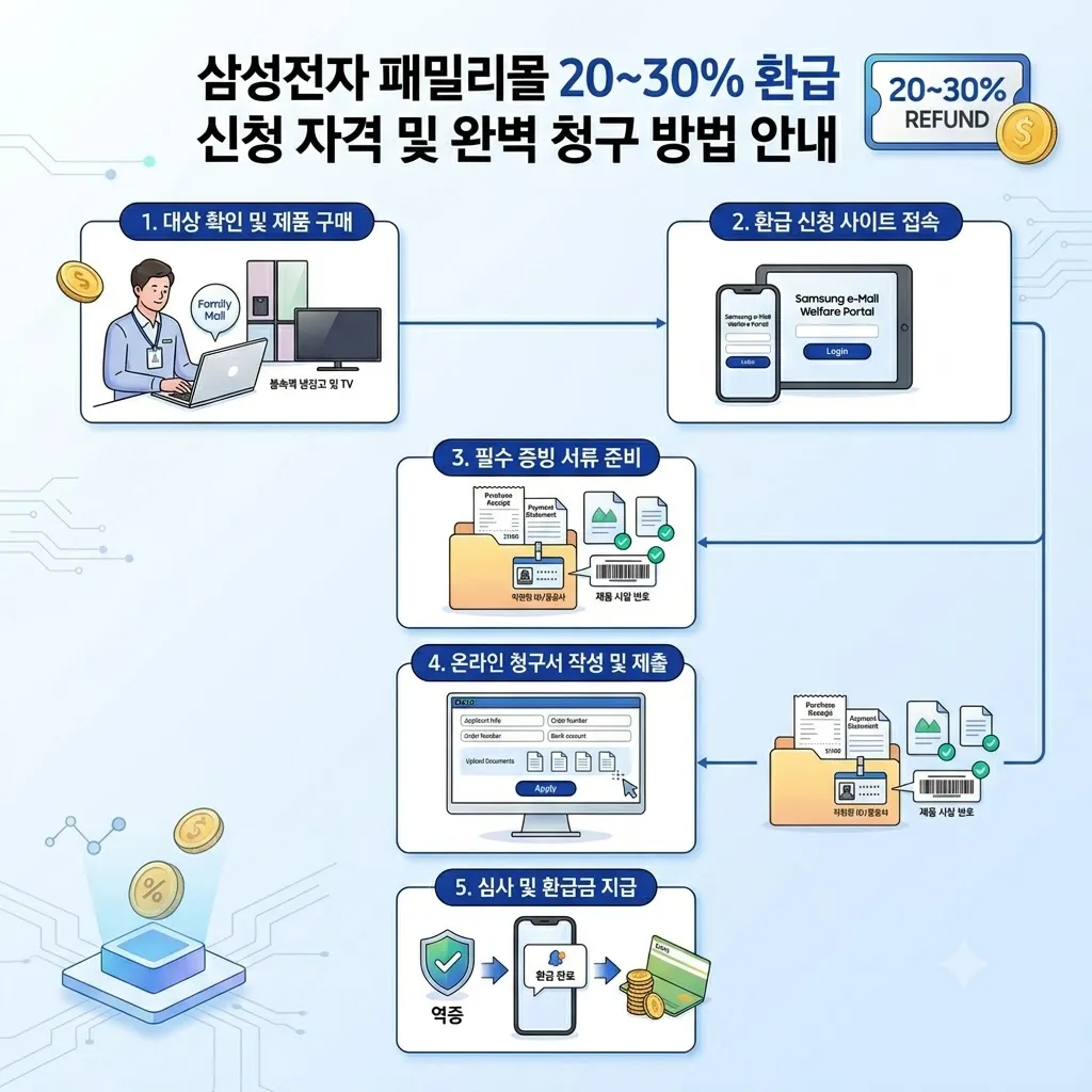 삼성전자 패밀리몰 20~30% 환급 신청 자격 및 완벽 청구 방법 안내
