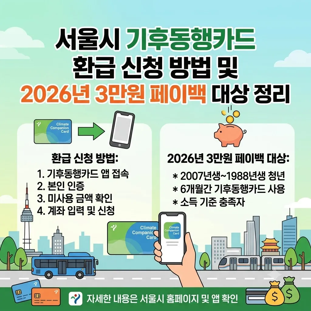 서울시 기후동행카드 환급 신청 방법 및 2026년 3만원 페이백 대상 정리
