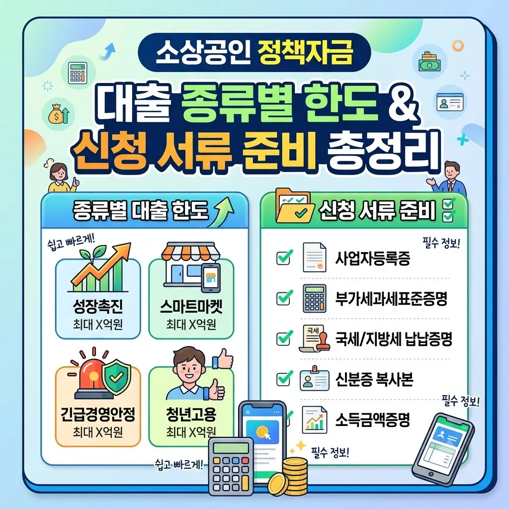 소상공인 정책자금 대출 종류별 한도와 소상공인 정책자금 대출 신청 서류 준비 총정리