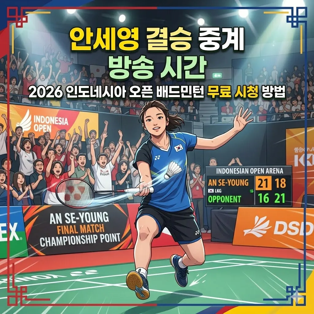 안세영 결승 중계 | 방송 시간 및 2026 인도네시아 오픈 배드민턴 무료 시청 방법