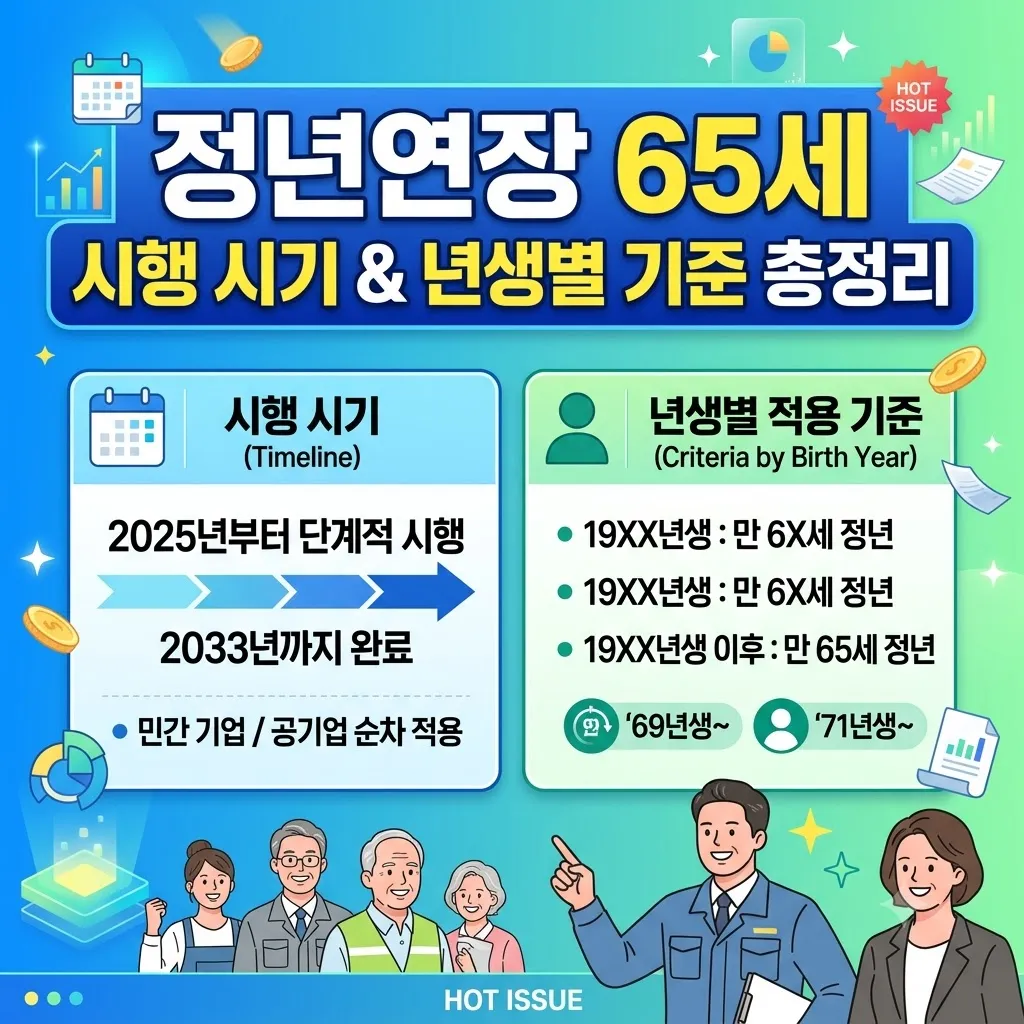 정년연장 65세 시행 시기 및 년생별 적용 기준 총정리