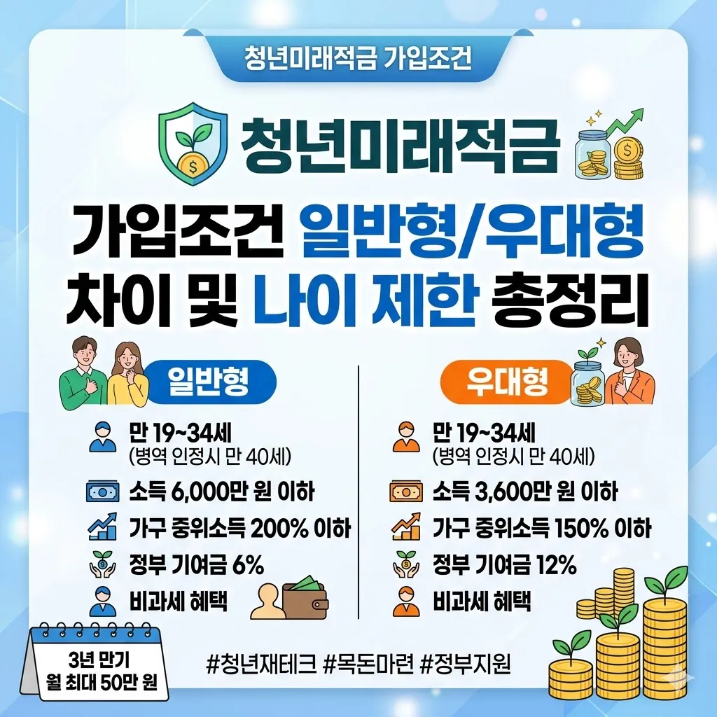 청년미래적금 가입조건 일반형 우대형 차이와 나이 제한 안내