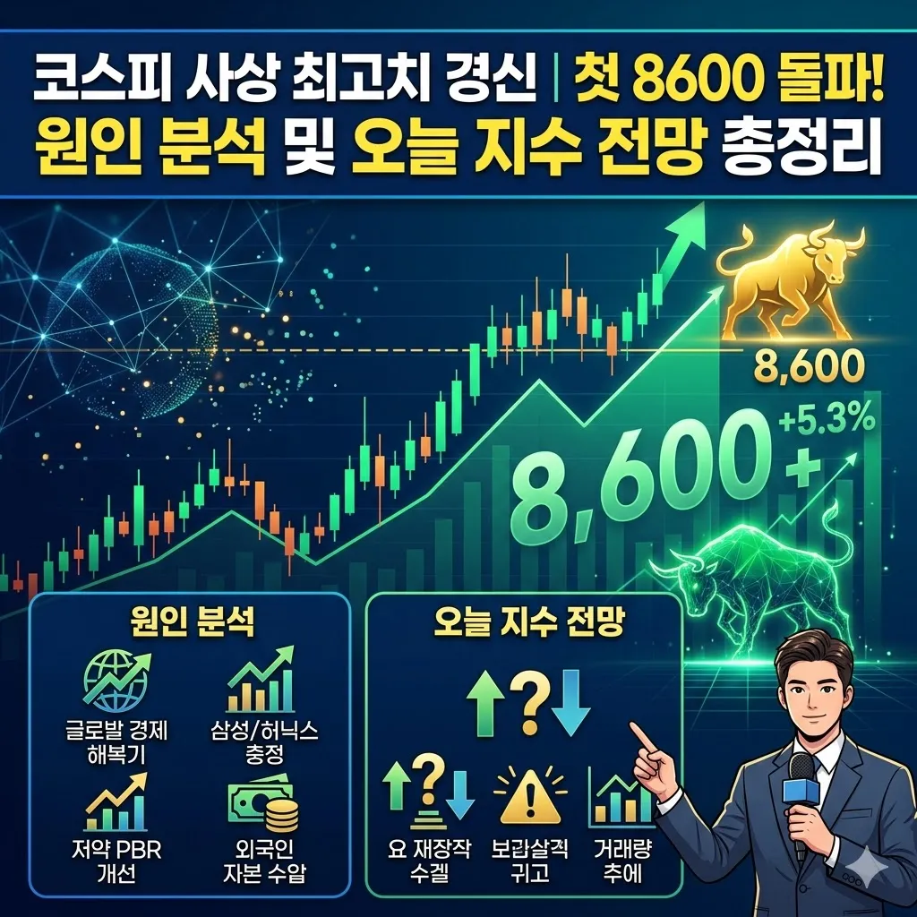 코스피 사상 최고치 | 첫 8600 돌파 원인과 오늘 지수 전망 총정리