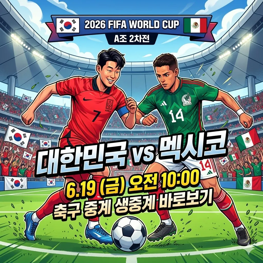 한국 멕시코 축구 중계 경기시간 및 무료 생중계 바로보기(2026 북중미 월드컵 A조 2차전)