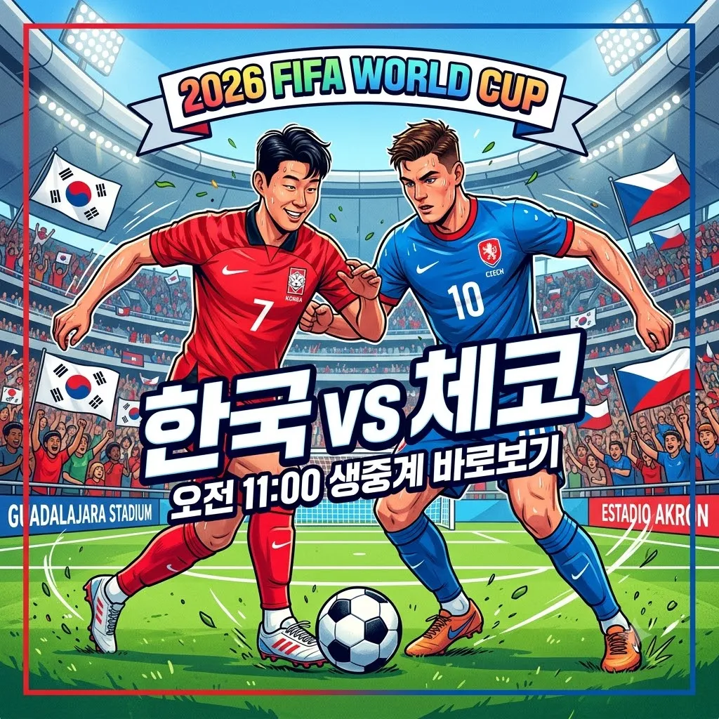 한국 체코 중계 바로보기, 생중계 경기시간 안내 (2026 북중미 월드컵 A조 1차전)