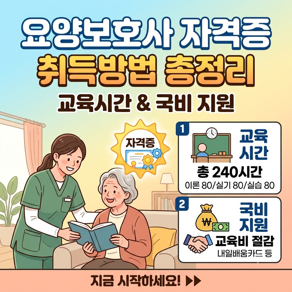 요양보호사 자격증 취득방법 총정리 요양보호사 자격증 취득방법 교육시간과 국비 지원