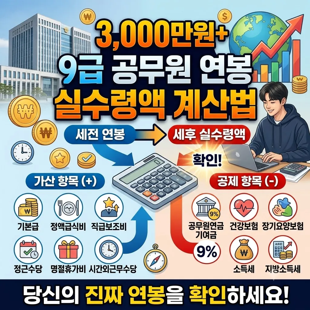 9급 공무원 연봉 실수령액 계산법 9급 공무원 연봉 신규 임용자 수당 체계 및 영끌 수령액
