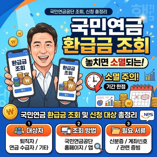 국민연금 환급금 조회 놓치면 소멸되는 국민연금 환급금 조회 및 신청 대상 총정리