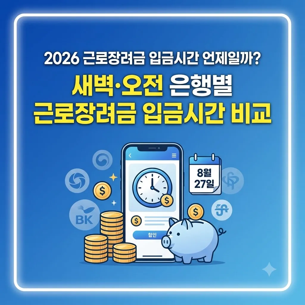 근로장려금 입금시간 언제일까 새벽·오전 은행별 근로장려금 입금시간 비교
