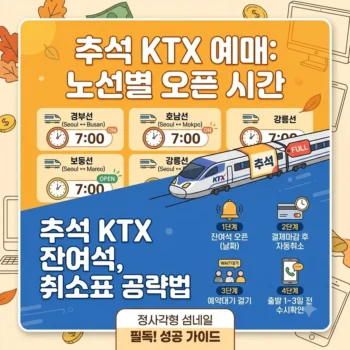 추석 ktx 예매 노선별 오픈 시간과 추석 ktx 예매 잔여석 취소표 공략법