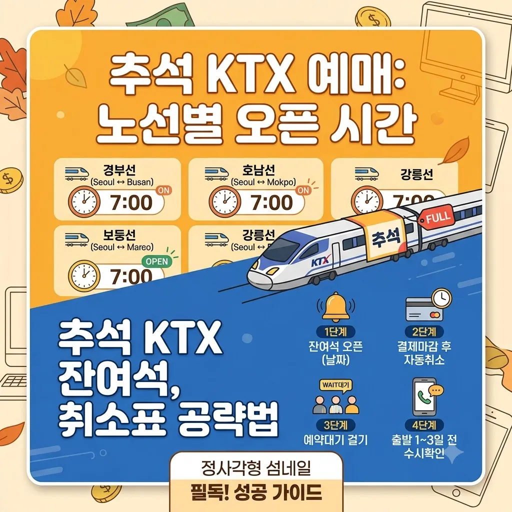 추석 ktx 예매 노선별 오픈 시간과 추석 ktx 예매 잔여석 취소표 공략법