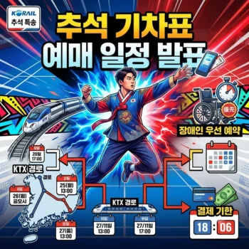 추석 기차표 예매 일정 발표 추석 기차표 예매 일정 KTX 경로·장애인 우선 예약 및 결제 기한