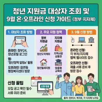 청년 지원금 대상자 조회 및 9월 온·오프라인 신청 가이드 정부·지자체