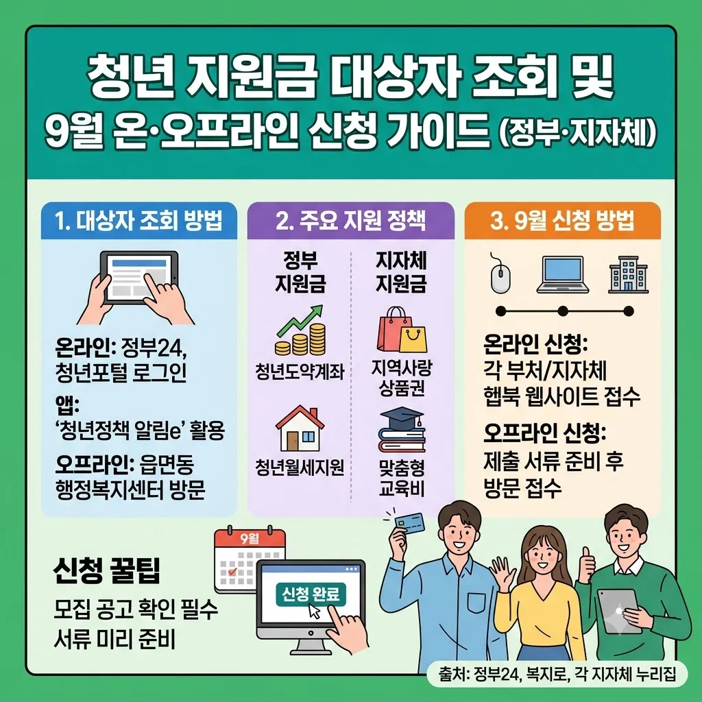 청년 지원금 대상자 조회 및 9월 온·오프라인 신청 가이드 정부·지자체