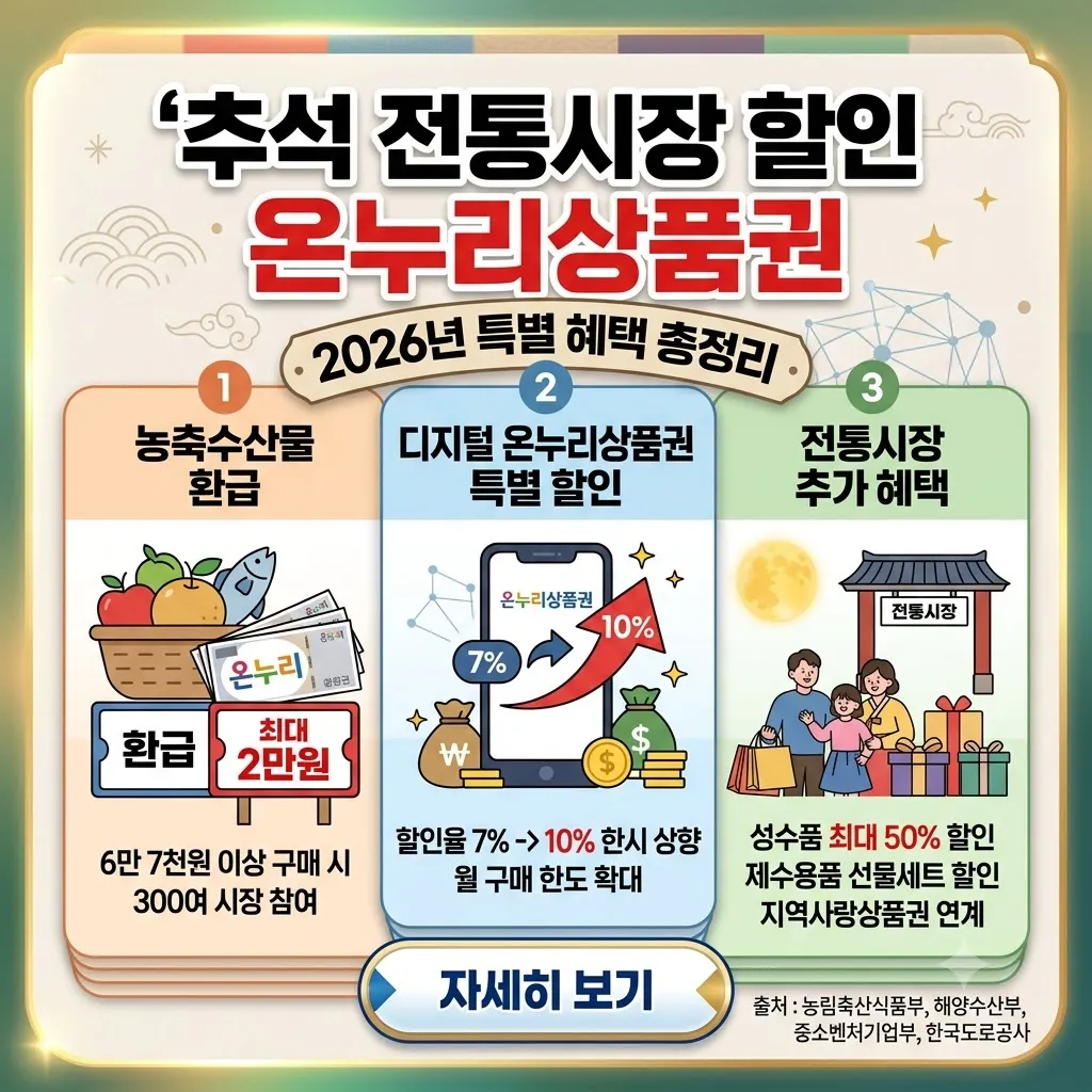추석 전통시장 할인 온누리상품권 특별할인율과 참여 시장 확인법